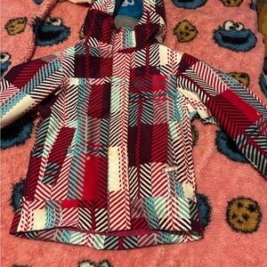 Burton Kids Chevron Pattern Puffer Jacket - Red, Blue, White